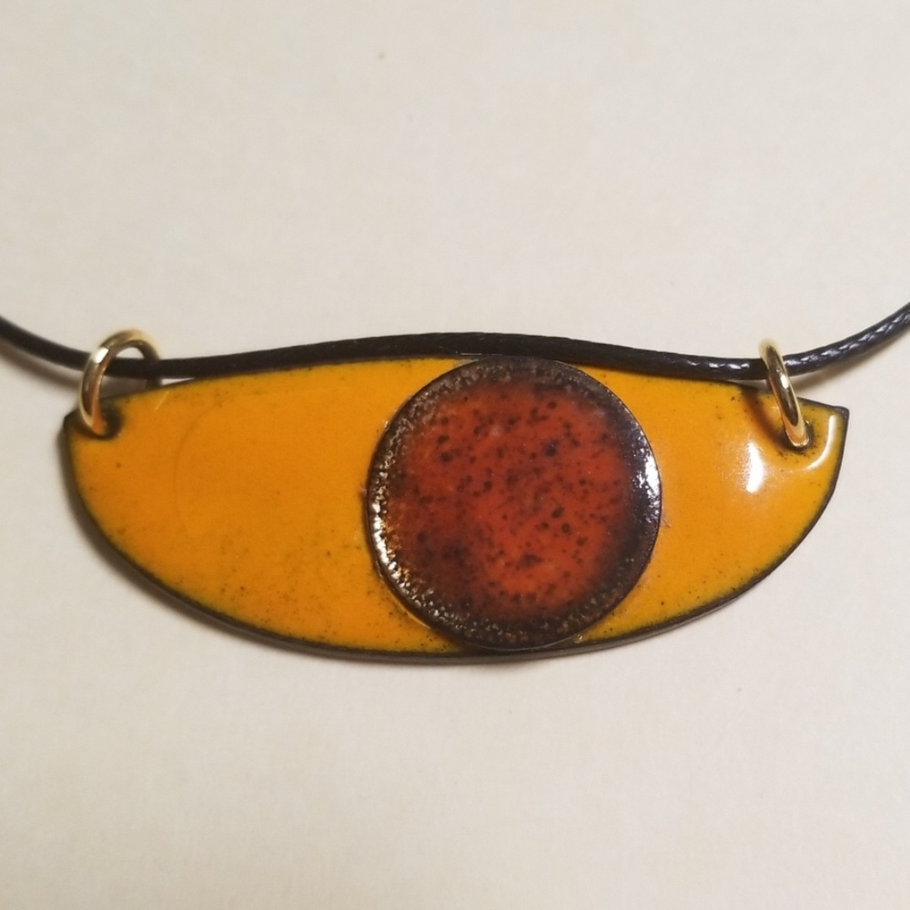 Handcrafted Art Deco Copper Enamel Pendant